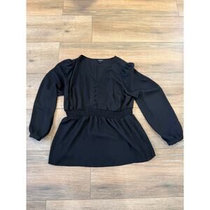 Torrid Babydoll Georgette Pintuck Long Sleeve Blouse